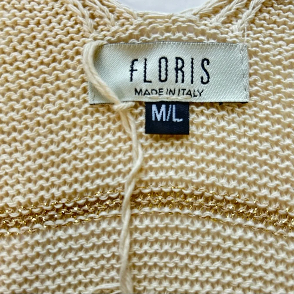 NEW Floris Tank Knit Dress Cover Up Gold Metallic Stripe Made in Italy Medium